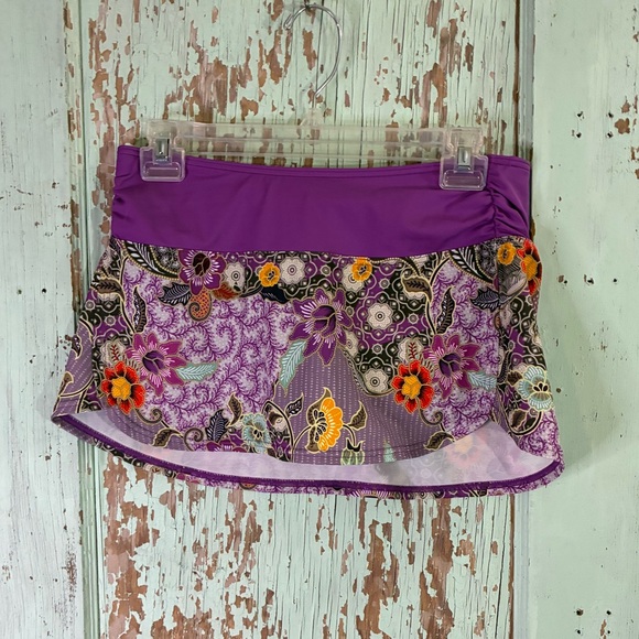 NWT Women’s Prana purple floral patterned swim skirt - Picture 1 of 5